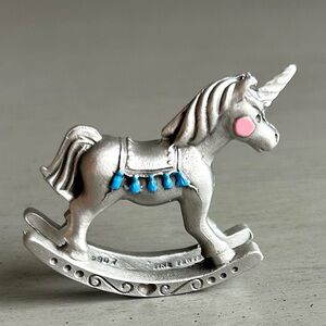 Royal Selangor Miniature Fine Pewter Unicorn Rocking Figurine  #2907 Vintage 80s